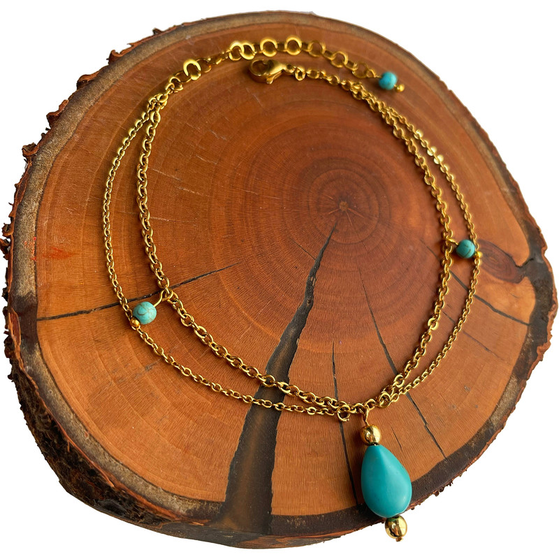 پابند زنانه دل تافته مدل استیل فیروزه کد Del_A28