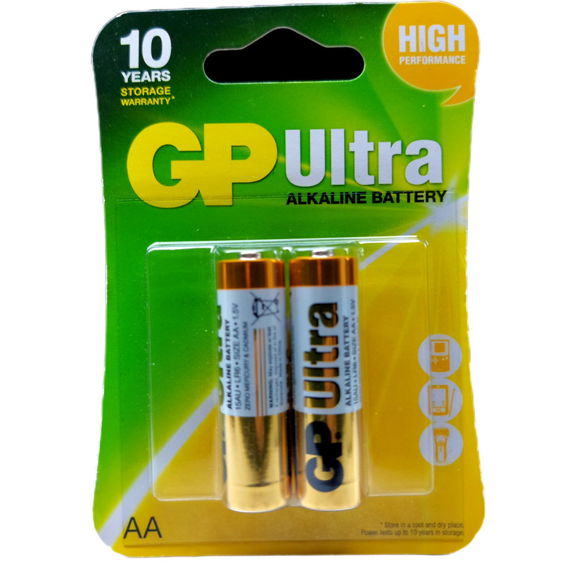 تصویر باتری قلمی جی پی مدل Alkaline ultra 1.5v بسته 2 عددی