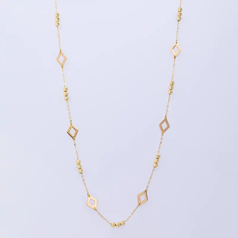 گردنبند طلا 18 عیار زنانه مدل رولباسی لوزی