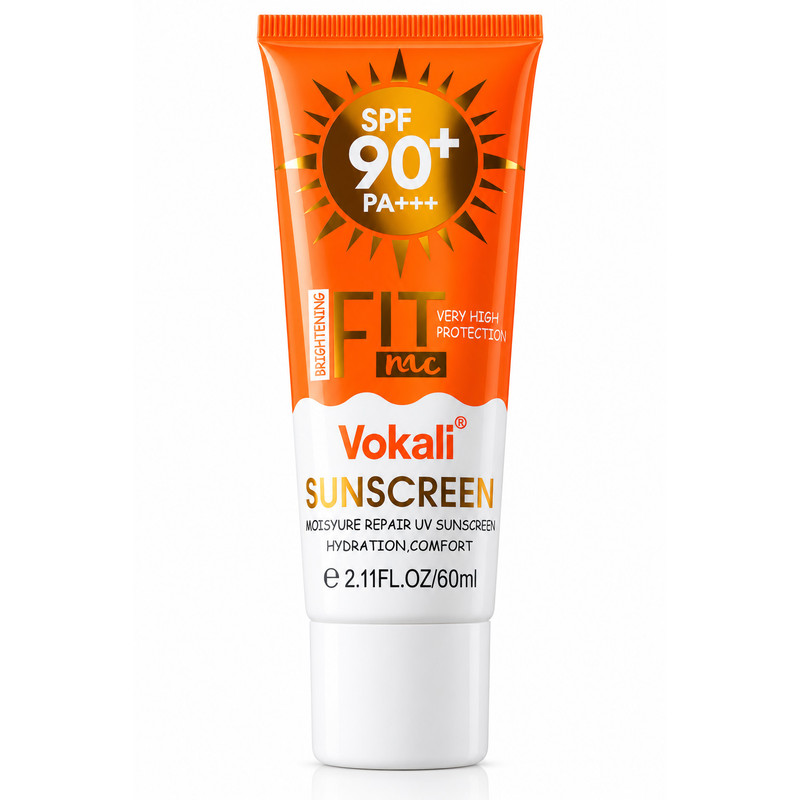 کرم ضد آفتاب بی رنگ صورت ووکالی SPF 90 مدل FitMe محافظ UVA/UVB مناسب برای انواع پوست حجم 60 میلی‌لیتر
