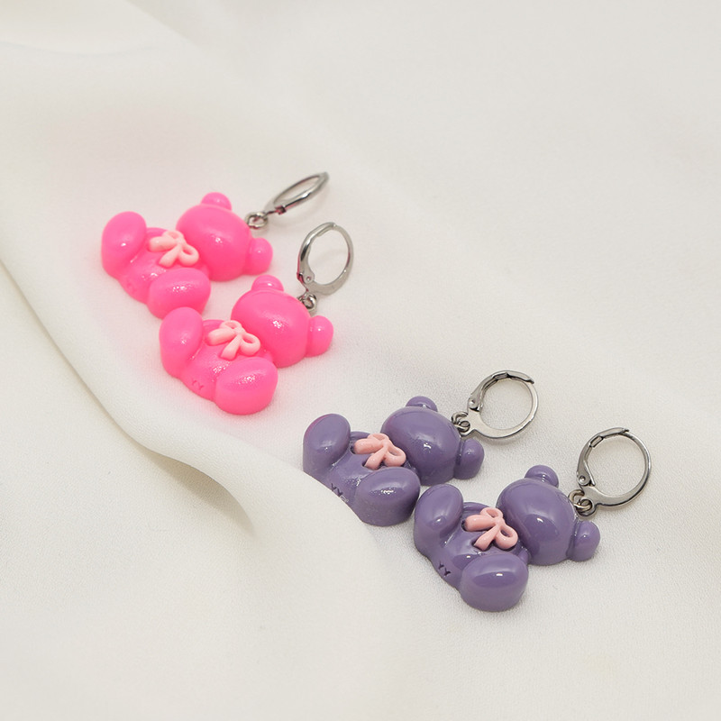 گوشواره دخترانه دلنار گالری مدل تدی و پاپیون