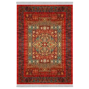 فرش پارچه‌ای دفه مدل فرشینه هازان مخمل طرح فانتزی کد 3191