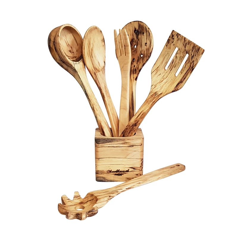 سرویس کفگیر و ملاقه 7 پارچه چوبلمه مدل افرا