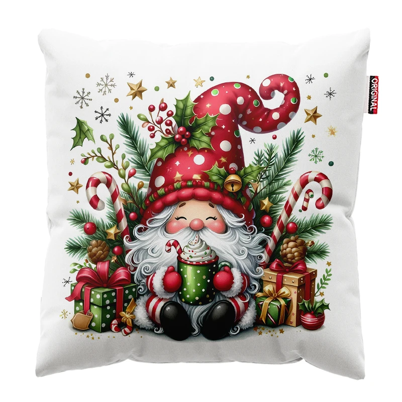 کوسن پاد آفرین مدل کریسمس طرح بابانوئل کاج گوزن آدم برفی کد PK402561 سایز 40*40 سانتی متر