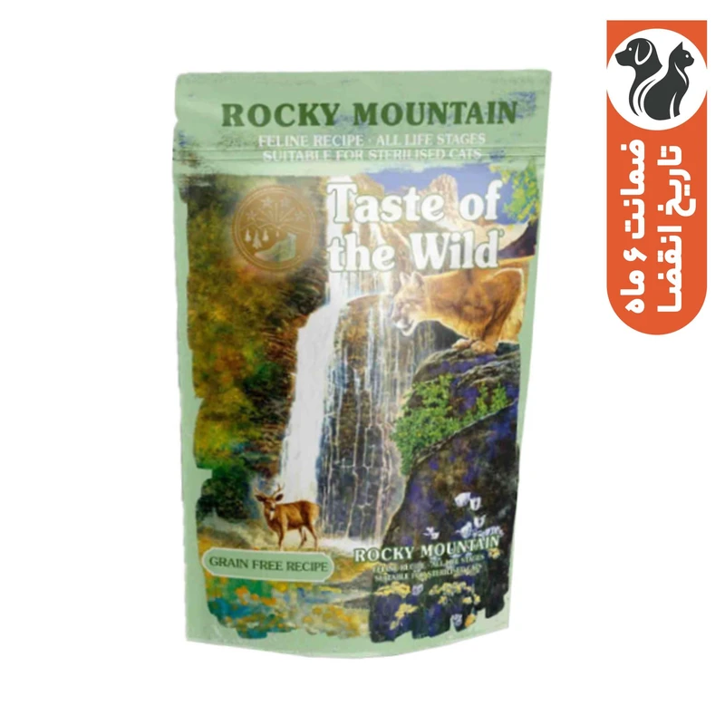 پوچ گربه بالغ تیست آف ویلد مدل Rocky Mountain Chunks in Gravy طعم مرغ و ماهی وزن ۸۵ گرم