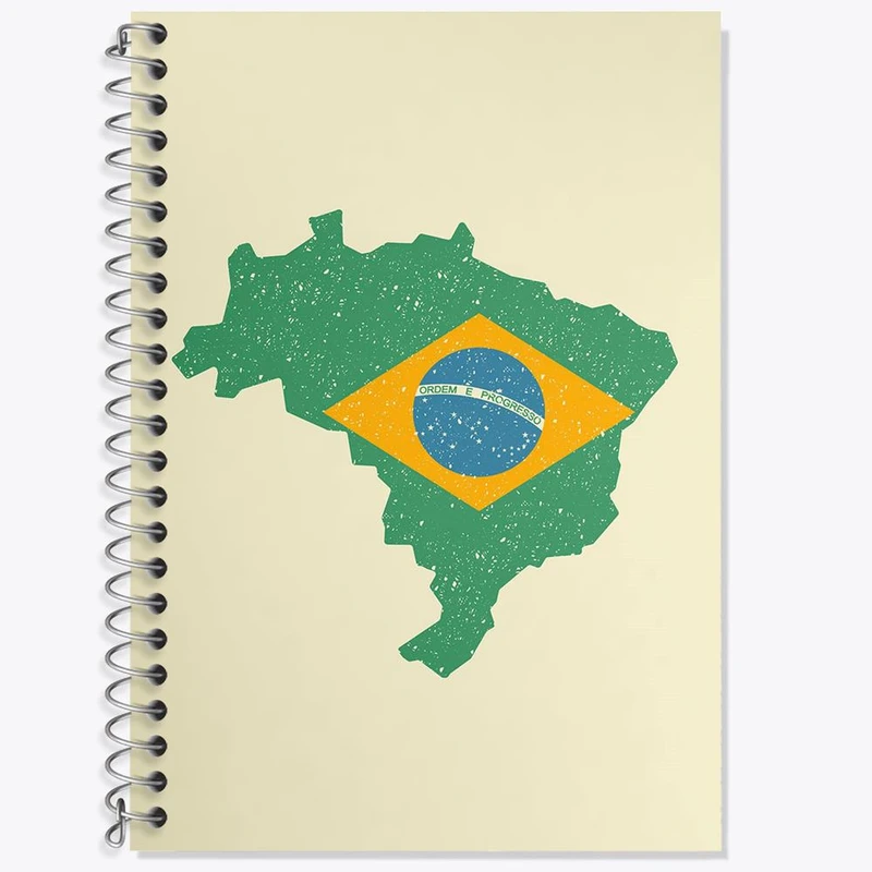 دفتر زبان 50 برگ خندالو مدل دو خط طرح پرچم برزیل کد 20684