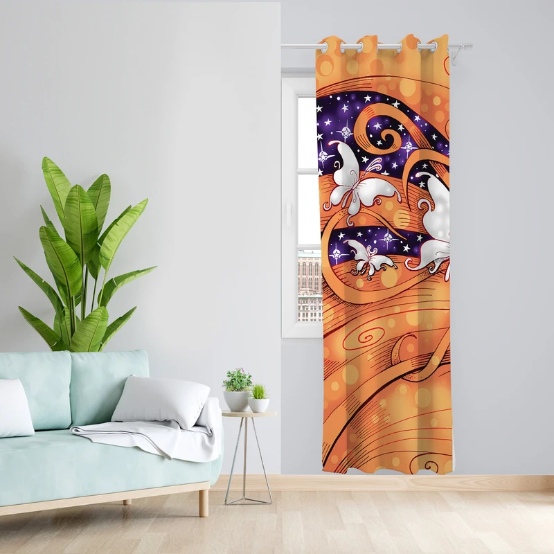 پرده طرح پروانه مدل مخمل پانچی کد L 1401L Z سایز 140x200 سانتی متر