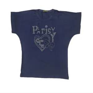 تی شرت آستین کوتاه زنانه مدل نگین دار طرح قلب پاریسی کد NBL4654