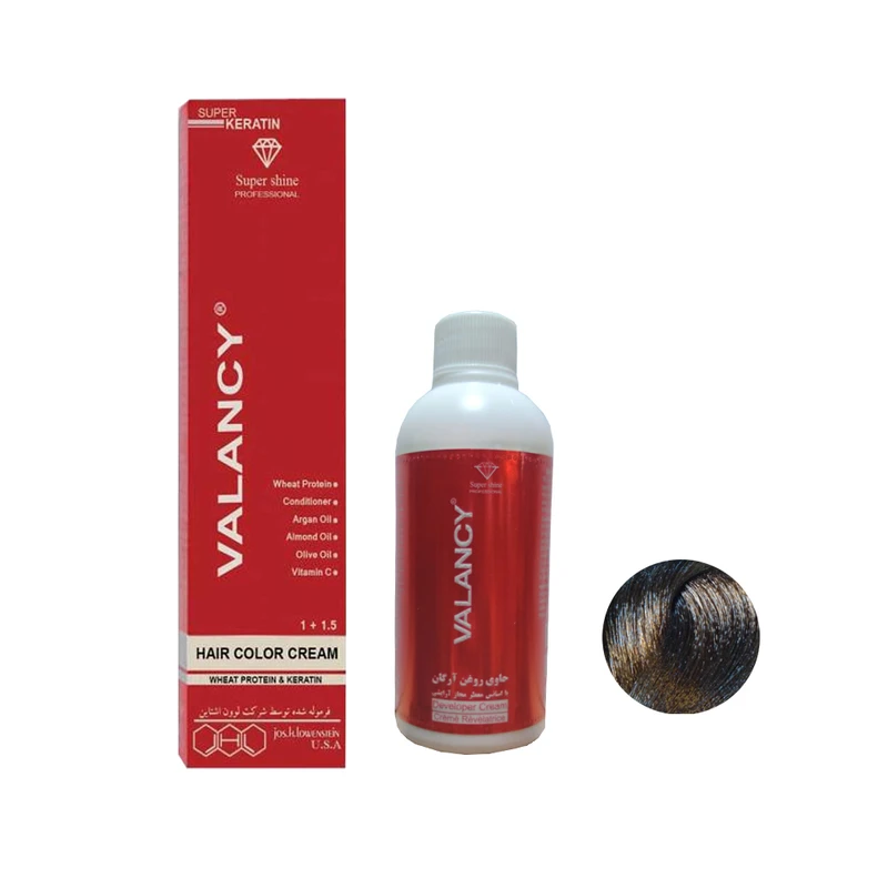 کیت رنگ مو والانسی شماره M4 5.3 حجم 100 میلی لیتر رنگ قهوه ای زیتونی متوسط