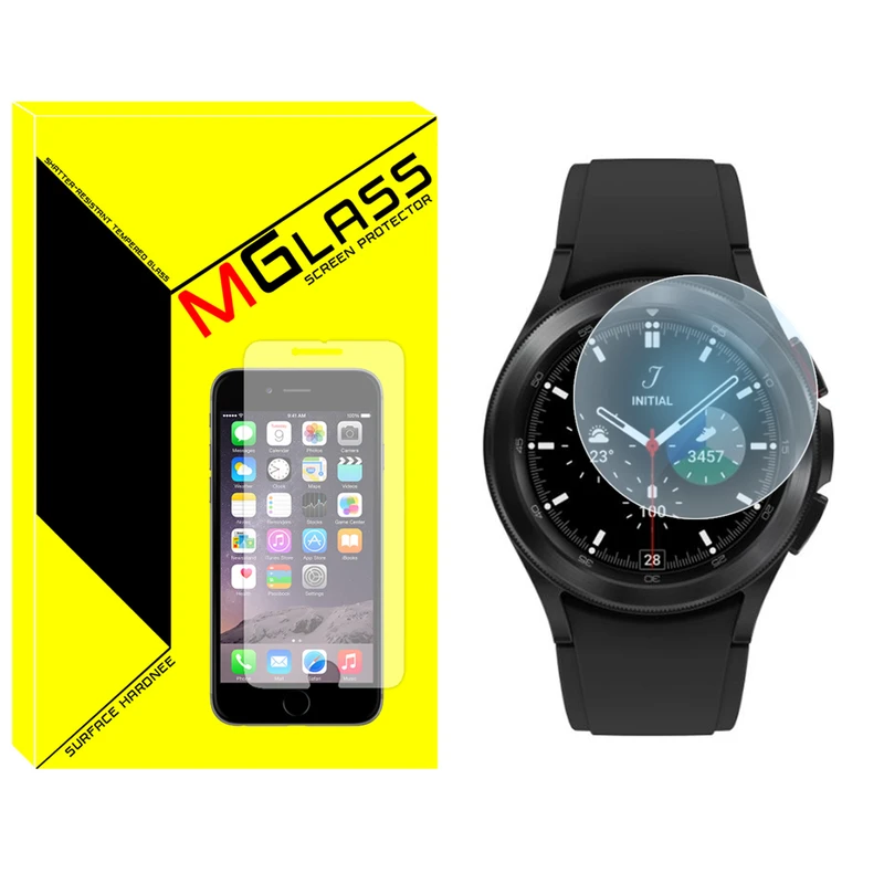 محافظ صفحه نمایش شیشه‌ای ام‌گلس مدل Glass-MG مناسب برای ساعت هوشمند سامسونگ Galaxy Watch 4 classic 46mm