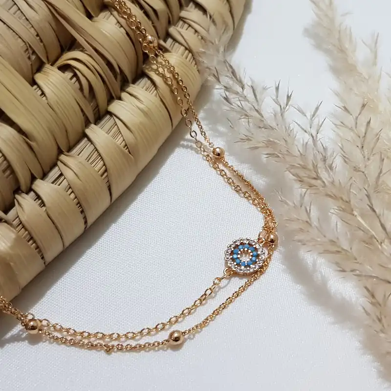 پابند زنانه وای اس ایکس مدل چشم نظر دولاین نگینی 180