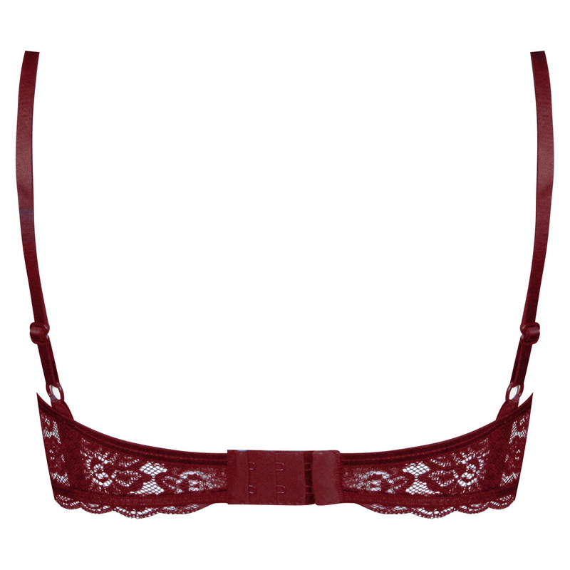 ست شورت و سوتین زنانه ماییلدا مدل فنردار گیپوری کد 4691-8585 رنگ زرشکی