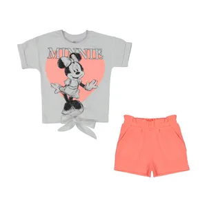 ست تی شرت و شلوارک دخترانه رابو مدل میکی موس گره ای کد 1412
