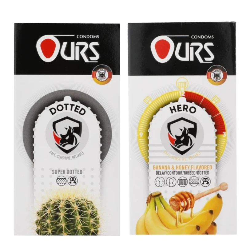 کاندوم تاخیری اورز مدل HERO  بسته 12 عددی به همراه کاندوم خاردار اورز مدل DOTTED بسته 12 عددی