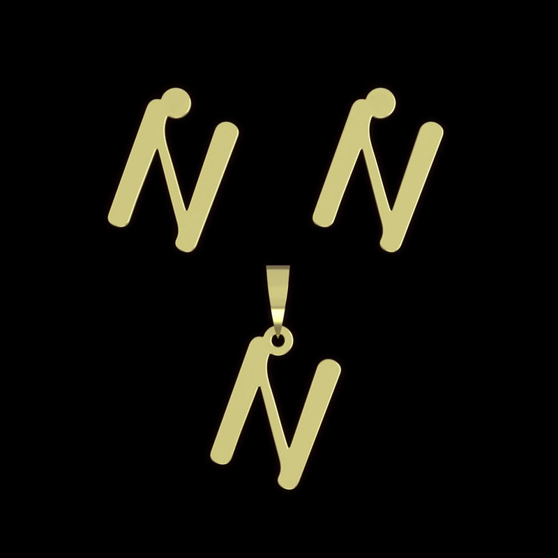 نیم ست طلا 18 عیار زنانه مدوپد مدل حرف N کد NA16794