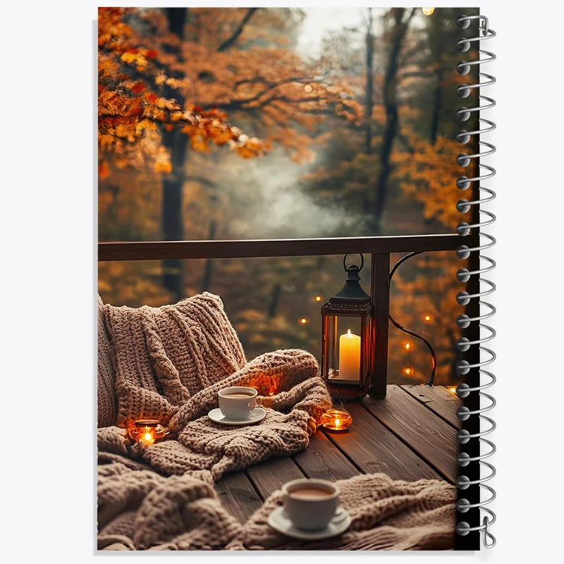 دفتر شطرنجی 50 برگ خندالو طرح منظره ی پاییزی کد F7356