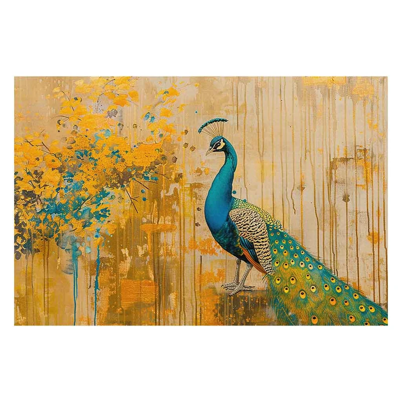 فرش پارچه‌ای مدل فرشینه طرح نقاشی  طاووس کد AR3061658
