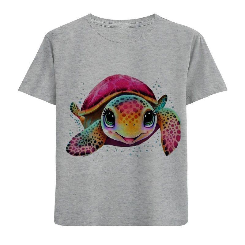 تی شرت آستین کوتاه دخترانه مدل لاک پشت F828