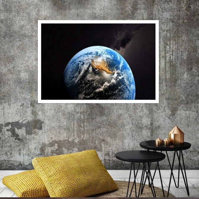 تابلو بکلیت طرح کهکشان و کره زمین مدل قاب شاسی W-s8219