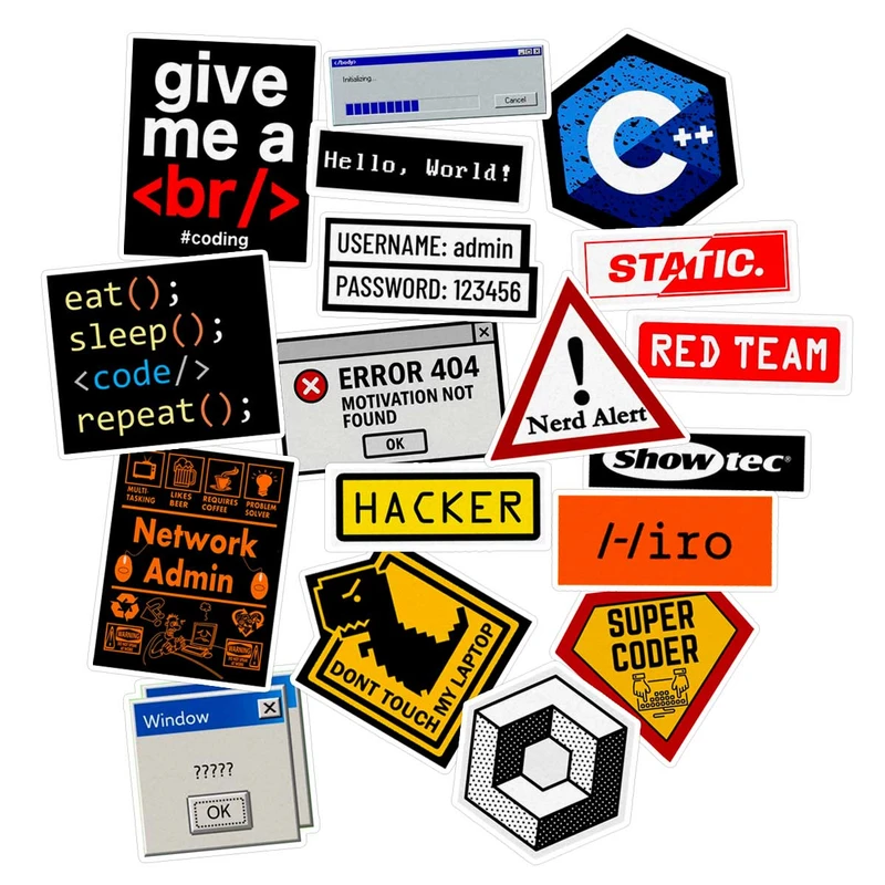 استیکر لپ تاپ ماسا دیزاین طرح برنامه نویسی کد COD01 مجموعه 18 عددی