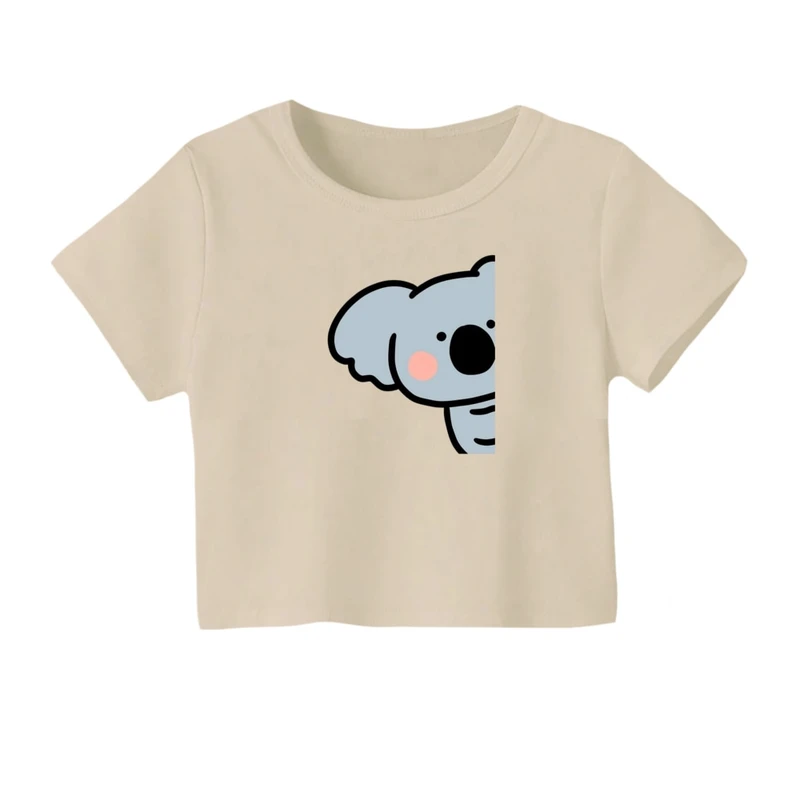 کراپ‌ تی‌شرت آستین کوتاه زنانه مدل کوالا پنهان