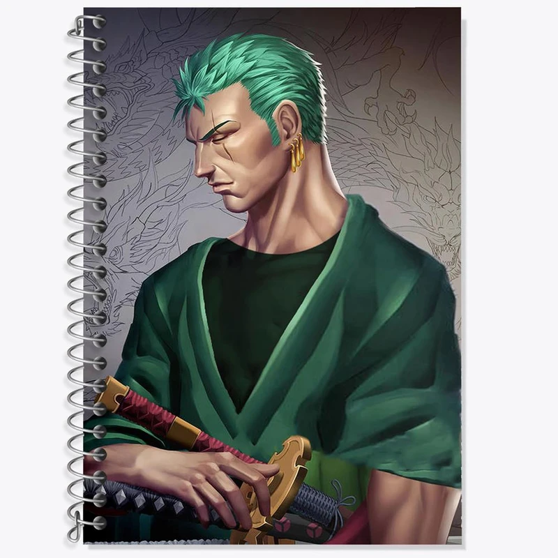 دفتر زبان 50 برگ خندالو مدل سه خط طرح زورو انیمه وان پیس One Piece کد 17224