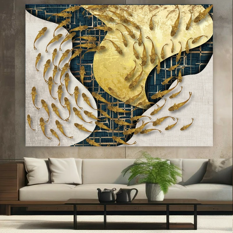 تابلو بوم طرح نقاشی انتزاعی مدل حوض ماهی کد FP105680