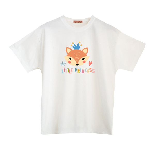 تی شرت آستین کوتاه  بچگانه مدل روباه فانتزی رنگ سفید