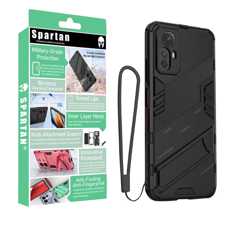 کاور اسپارتان مدل Bibercas Strap مناسب برای گوشی موبایل شیائومی Xiaomi Mi12 5G به همراه بندآویز