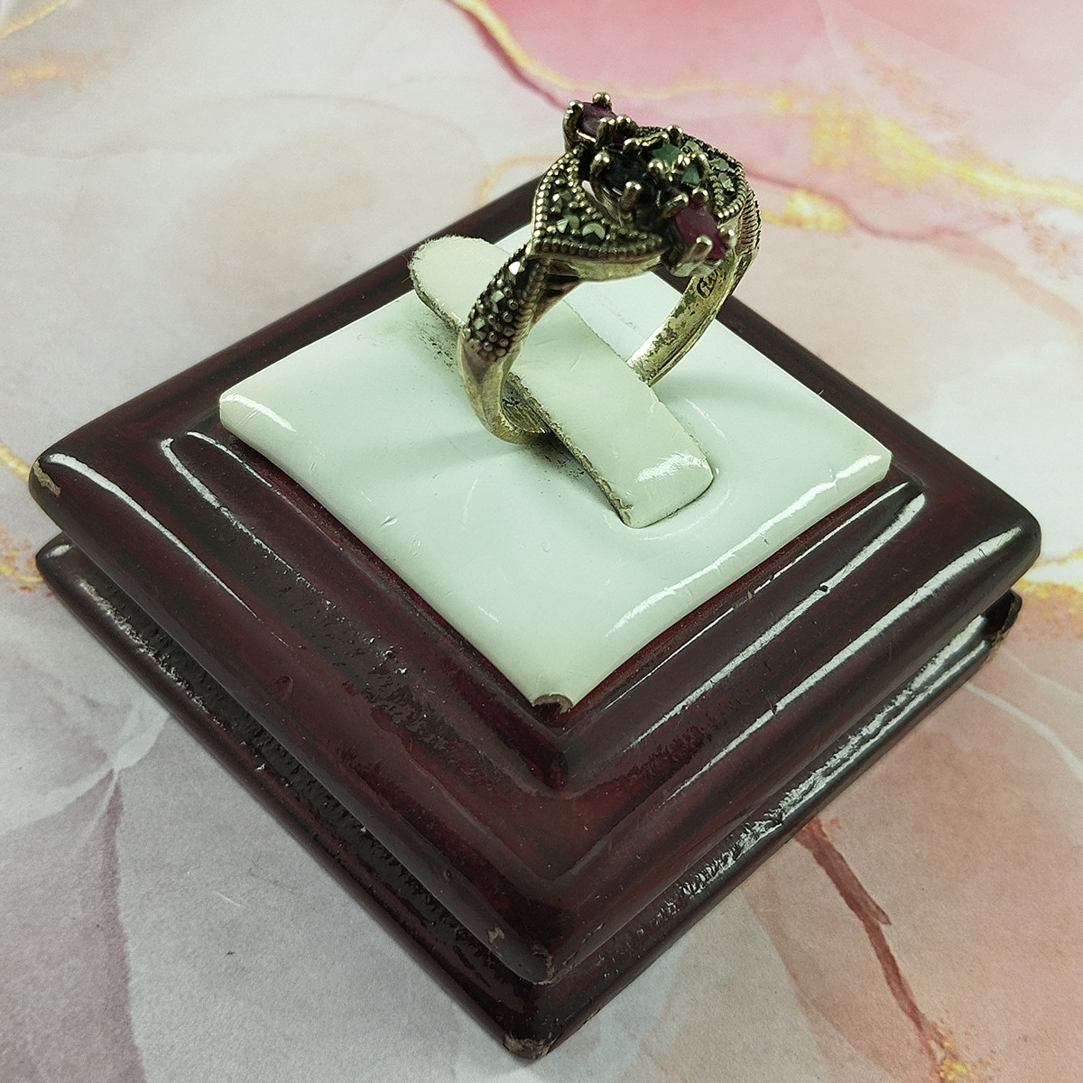 انگشتر نقره زنانه سلین کالا مدل سیاه قلم چندجواهر کد 146