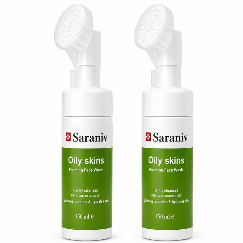 فوم شستشو صورت سارانیو مدل Oily skins مناسب برای پوست چرب حجم ۱۵۰ میلی‌لیتر مجموعه دو عددی