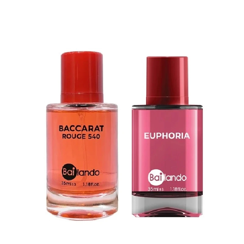 عطر جیبی زنانه بایلندو مدل باکارات رژ با رایحه گرم و شیرین حجم 35 میلی‌لیتر به همراه عطر جیبی زنانه بایلندو مدل ایفوریا با رایحه گرم و گلی حجم 35 میلی‌لیتر