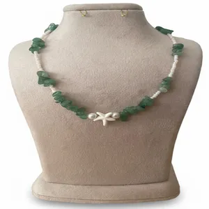 گردنبند دست ساز زنانه مدل سنگی و ستاره دریایی