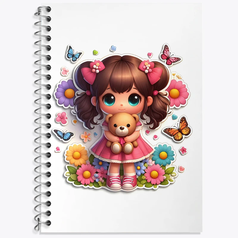 دفتر زبان 50 برگ خندالو مدل سه خط طرح دخترانه کیوت کد N5778