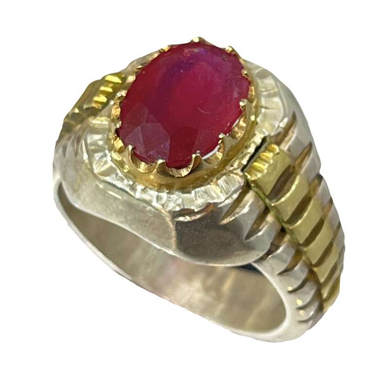 انگشتر نقره مردانه مدل برنجی دستساز یاقوت سرخ آقریقایی 930-23 انگشتر نقره مردانه مدل برنجی دستساز یاقوت سرخ آقریقایی 930-23