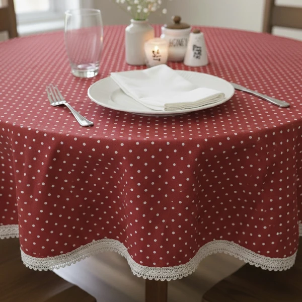 رومیزی مدل خال خال کجراه سایز 146x146 سانتی‌متر