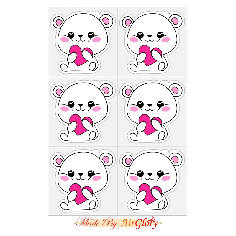 برچسب ایرگلوری مدل برش نخورده طرح خرسی کد 1919 بسته 6 عددی