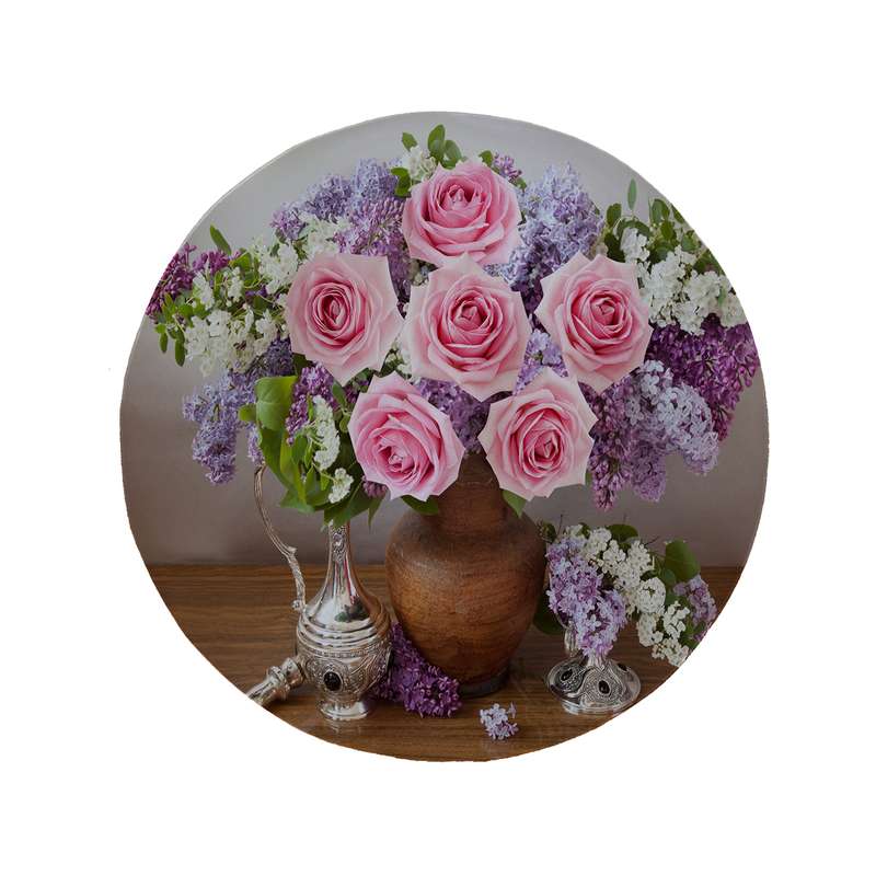 پادری مدل دایره طرح گل کد 5507 سایز 90 × 90 سانتی متر
