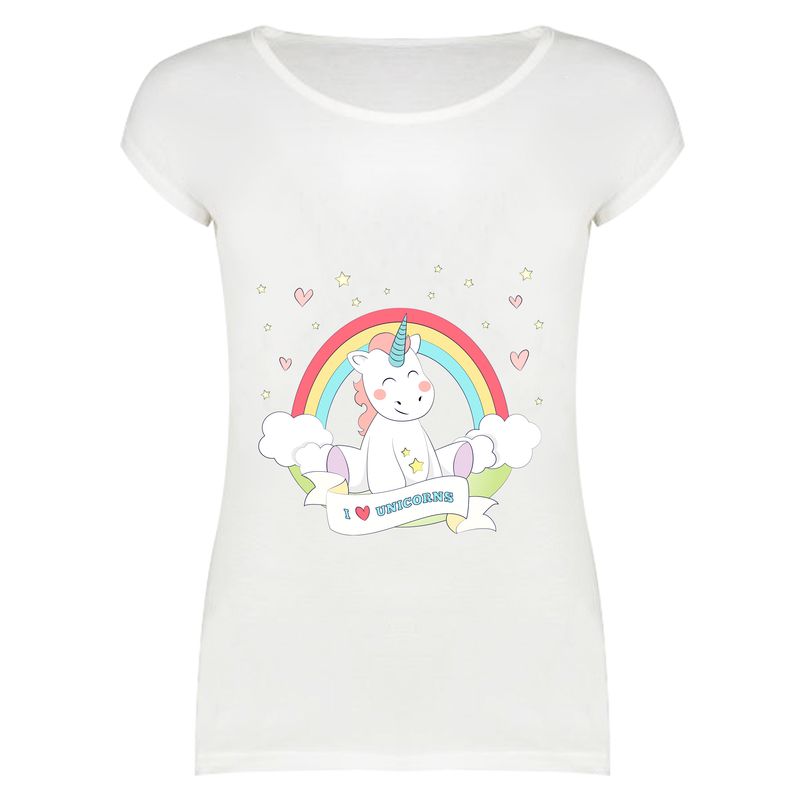 تی شرت زنانه طرح I Love Unicorns کد 2006