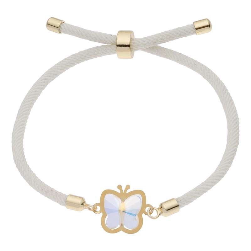 دستبند طلا 18 عیار زنانه ناریا مدل پروانه و سنگ کد 02 دستبند طلا 18 عیار زنانه ناریا مدل پروانه و سنگ کد 02