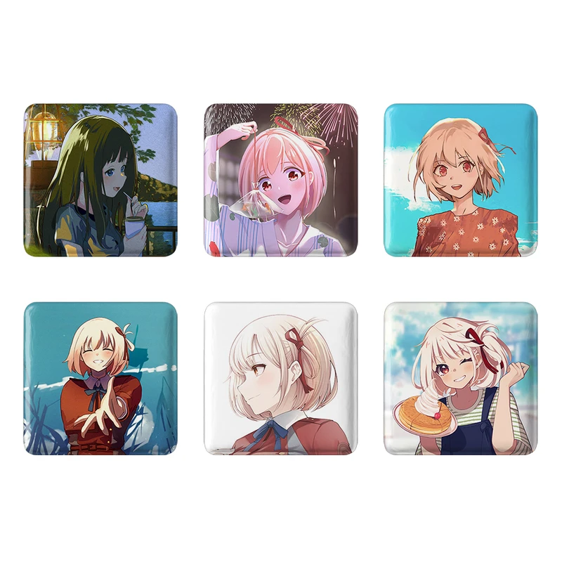 مگنت خندالو طرح انیمه لیکوریس ریکویل Lycoris Recoil کد 1420A مجموعه 6 عددی