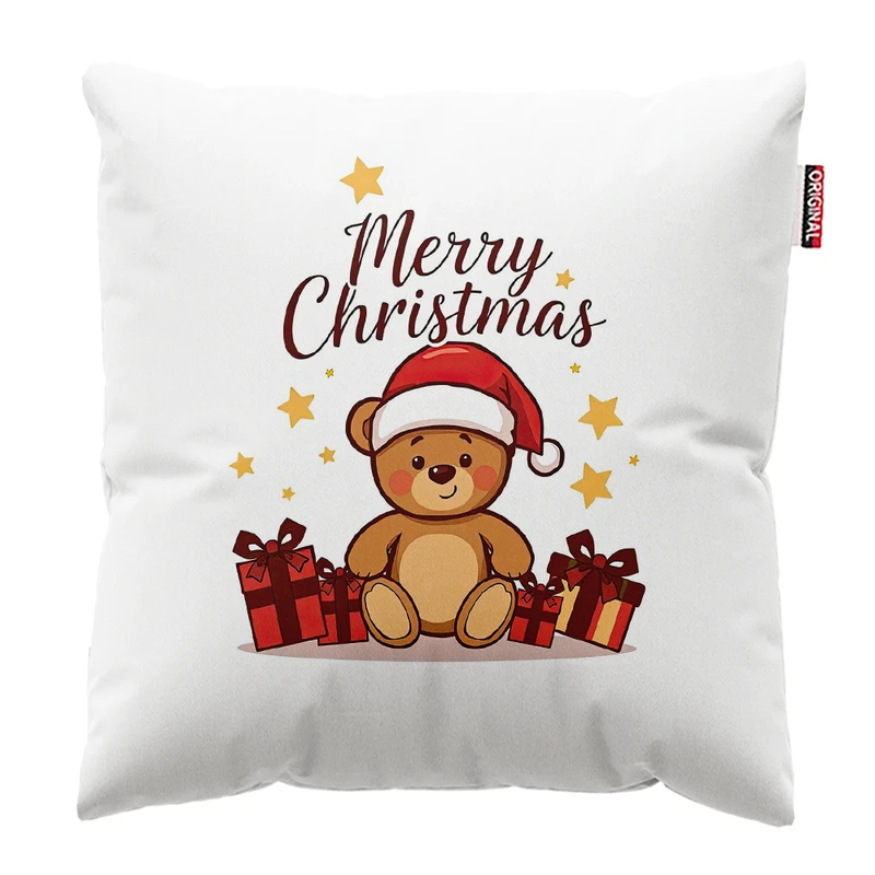 کوسن پاد آفرین مدل کریسمس طرح خرس تدی کد PK402455 سایز 40*40 سانتی متر