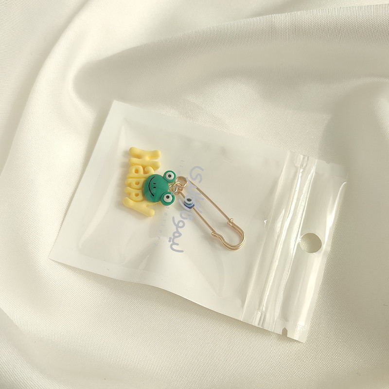 سنجاق سینه دخترانه لیمونار گالری مدل قورباغه happy frog