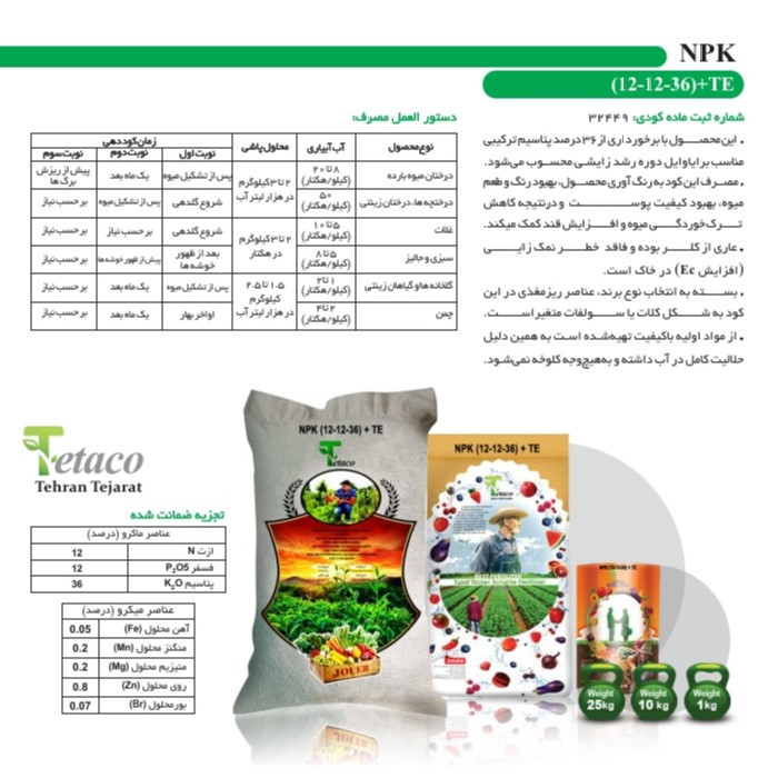 کود NPK 12-12-36+TE تتاکو مدل VIGOROUS وزن 10 کیلوگرم کود NPK 12-12-36+TE تتاکو مدل VIGOROUS وزن 10 کیلوگرم