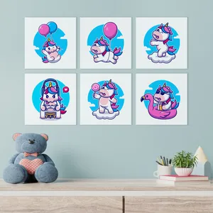 تابلو شاسی بیب استور طرح اسب تک شاخ مدل BA-011 مجموعه شش عددی