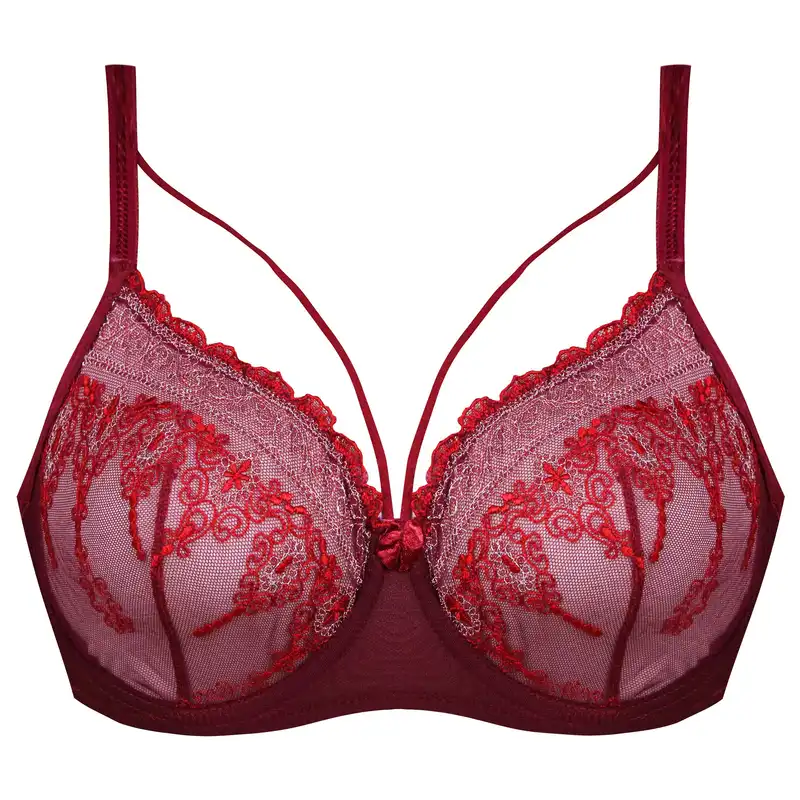 سوتین زنانه کارنا رز مدل گیپور کد 3388-5 رنگ زرشکی