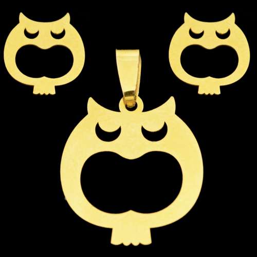 نیم ست طلا 18 عیار دخترانه طلای مستجابی مدل جغد کد 67121