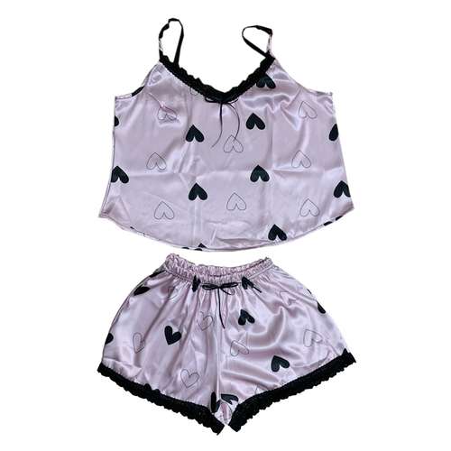 لباس خواب زنانه مدل ساتن طرح قلب