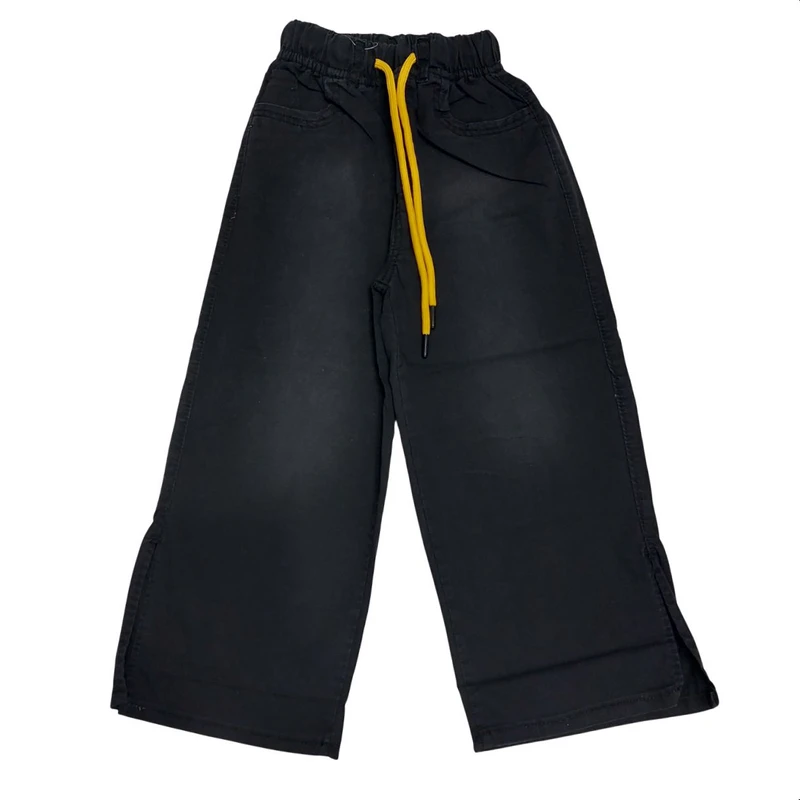 شلوار جین دم پا گشاد دخترانه مدل چاکدار 675