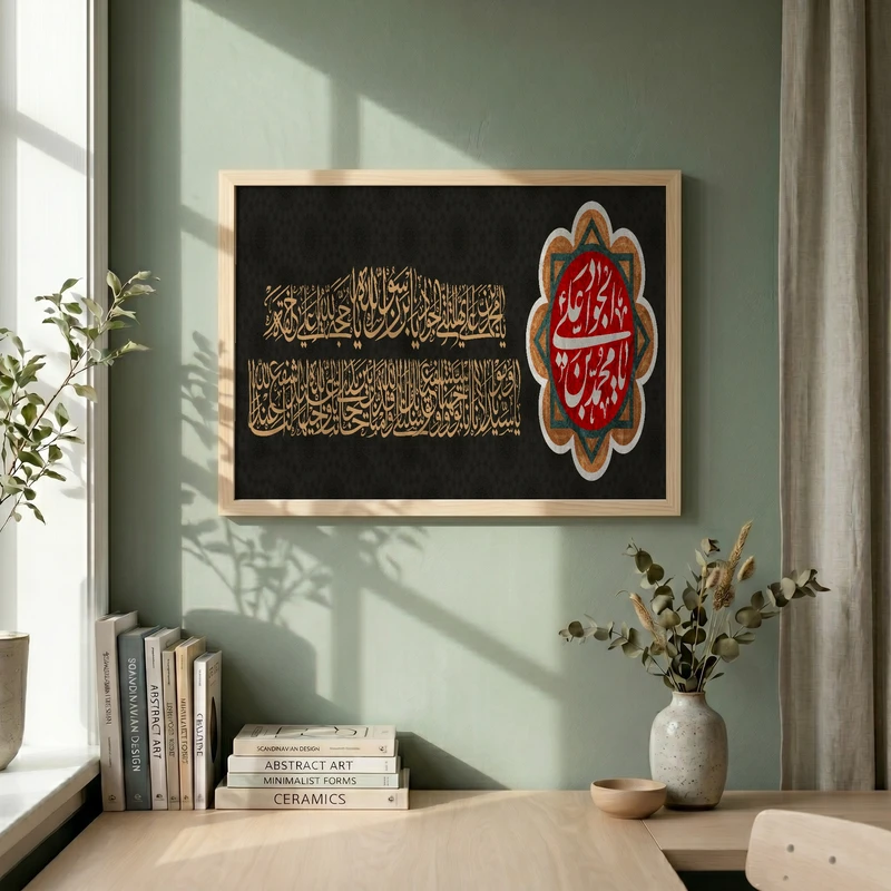 تابلو طرح شهادت امام جواد مدل G14281 فریم کرم روشن